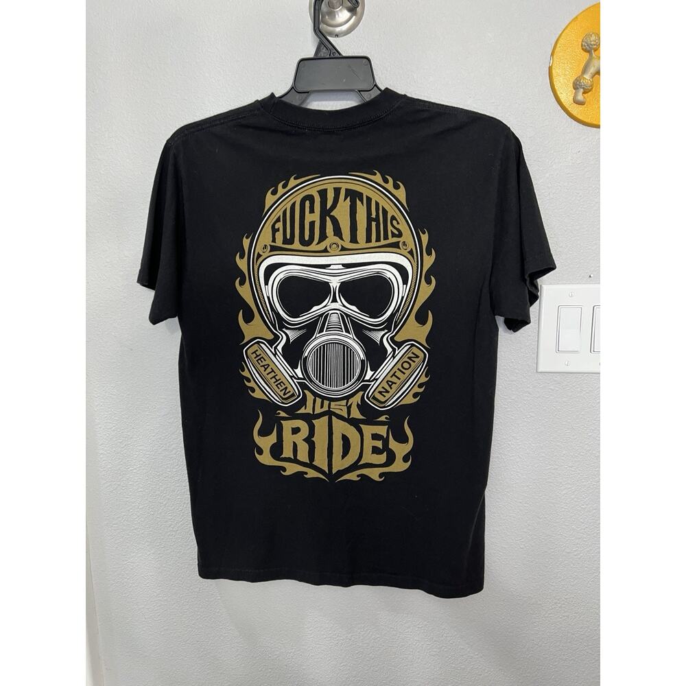 Heathen Nation F*ck This Just Ride Biker Graphic T Shirt Mens Medium